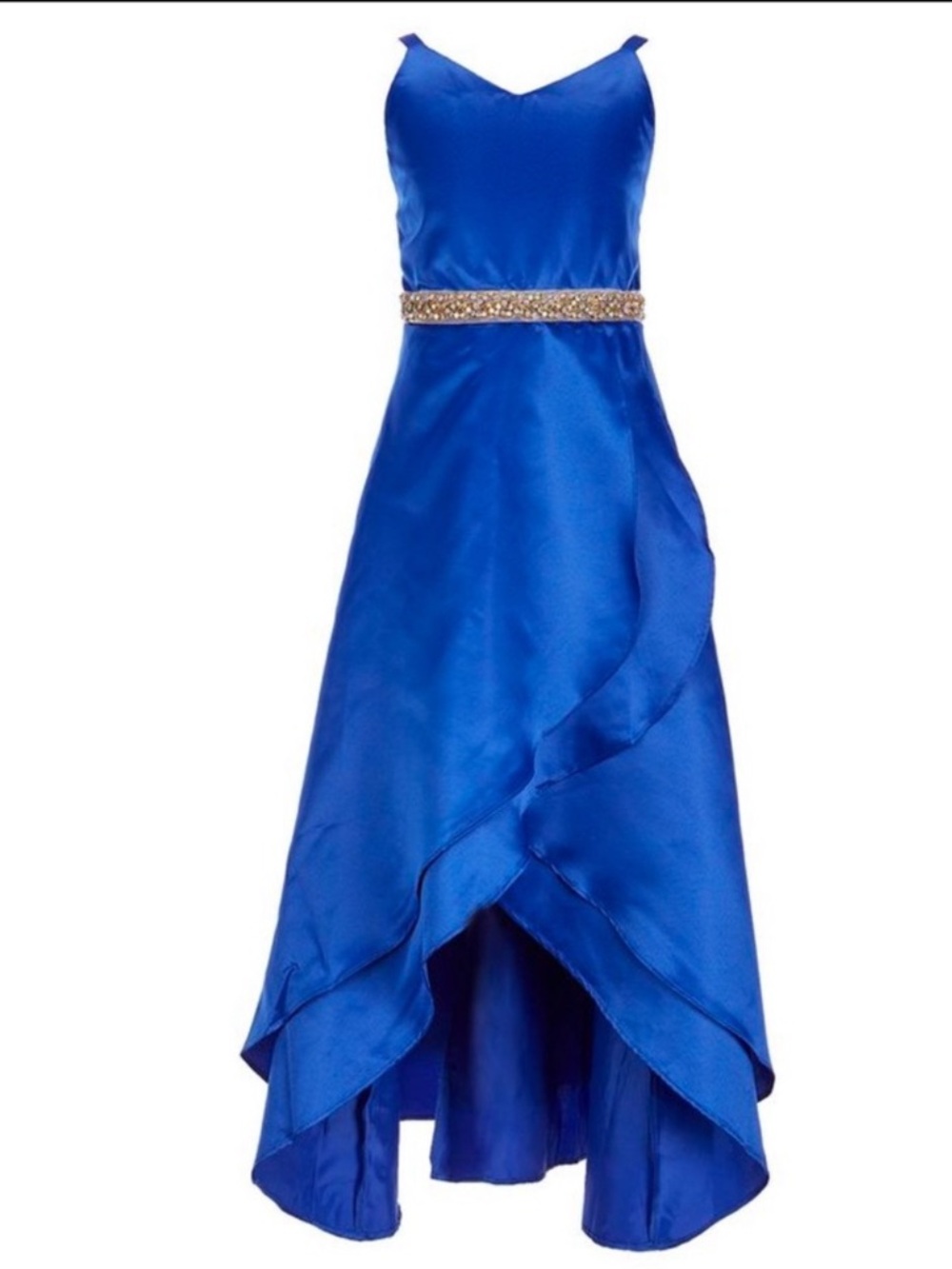 NWOT Rare Editions Flounce Hem Satin Maxi Dress